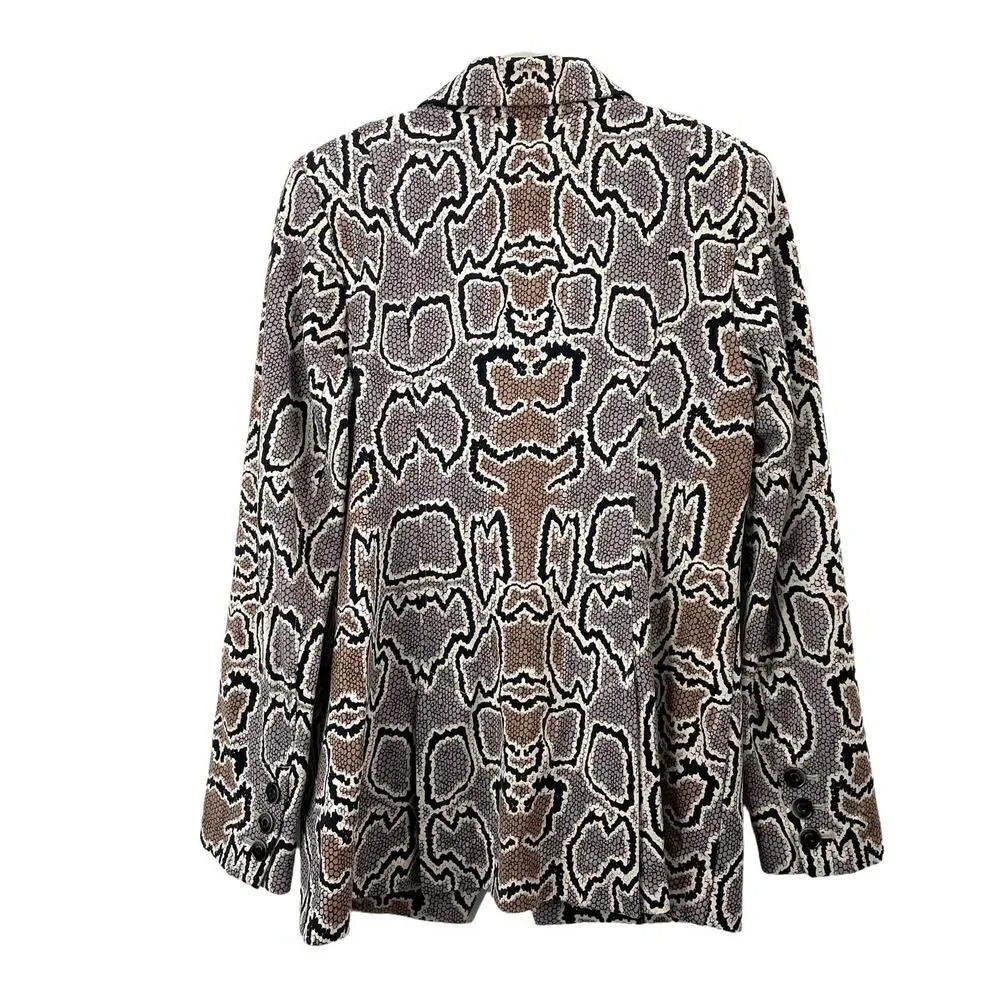 CAbi #3733 Python Blazer Snake‎ Print Tan Gray Jacket Sz 6 corpcore animal print
